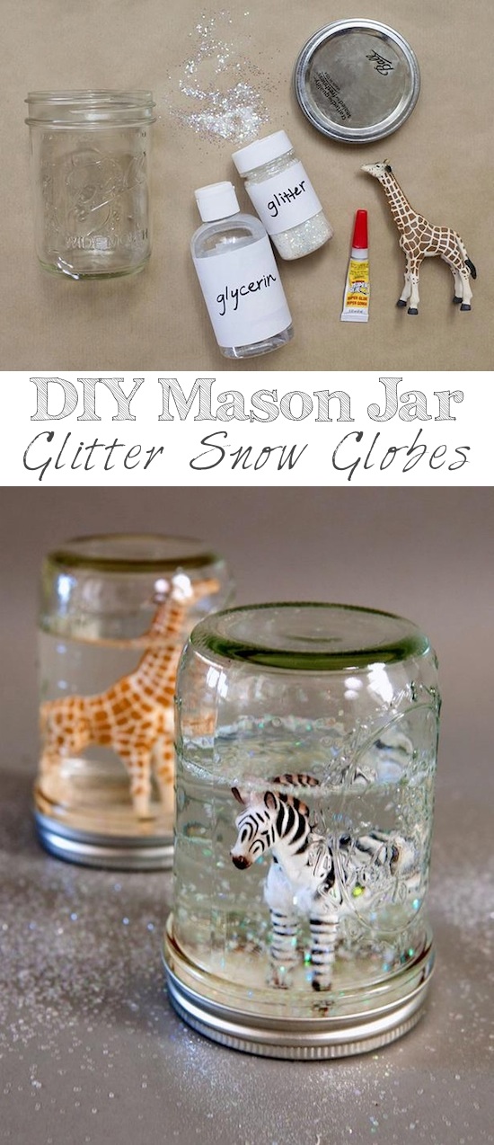 DIY Mason Jar Glitter Snow Globes