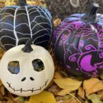 Pumpkins decorated with sharpies